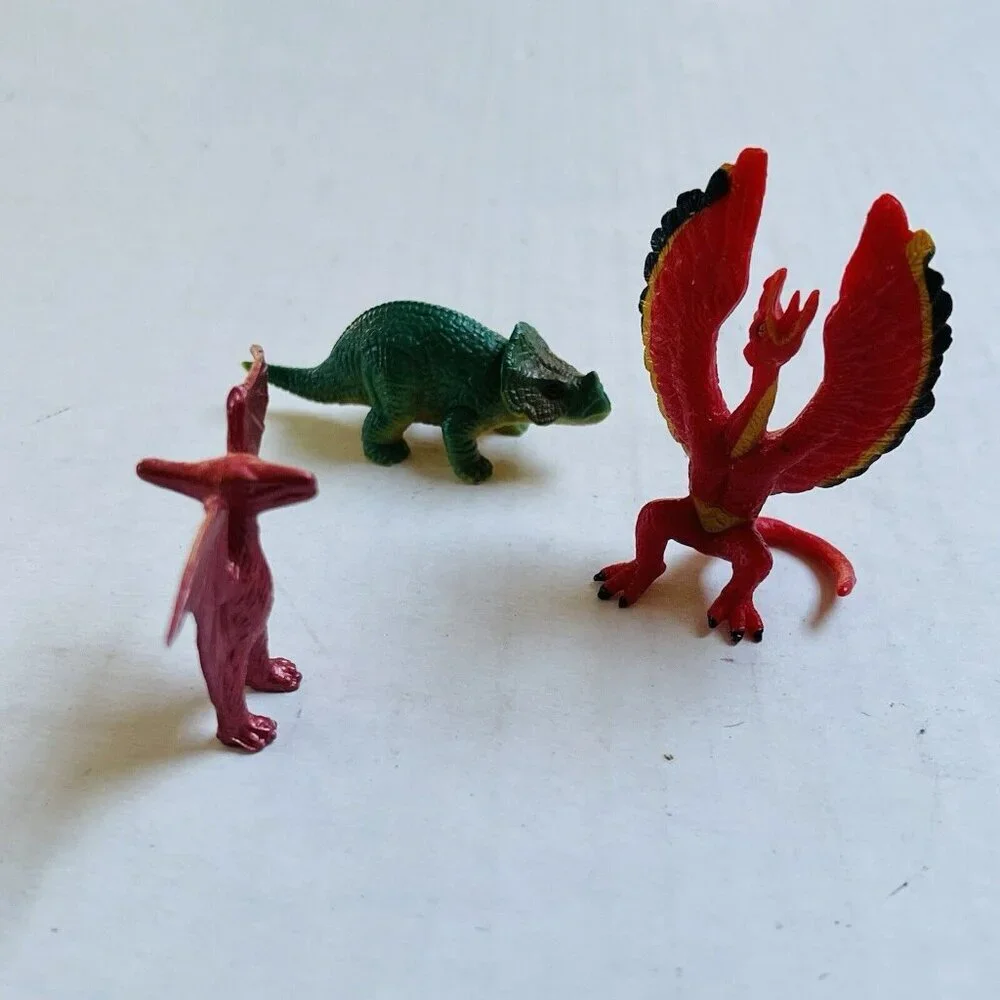 Vintage Lot of 3 Mini Dinosaur Toy Birthday Party‎ Cake Figure Small Set